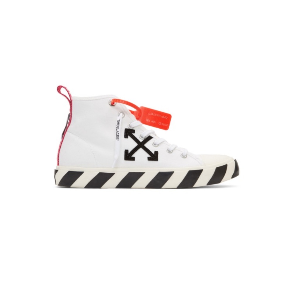 Off White White & Black Arrows Mid-Top Sneakers